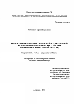 Региональные особенности болезней поджелудочной железы: опыт социологического анализа (на материале Астраханской области) - диссертация, тема по медицине
