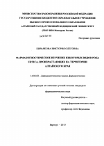 Фармакогностическое изучение некоторых видов рода Urtica, произрастающих на территории Алтайского края - диссертация, тема по медицине