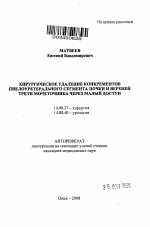 Хирургическое удаление конкрементов пиелоуретерального сегмента почки и верхней трети мочеточника через малый доступ - тема автореферата по медицине