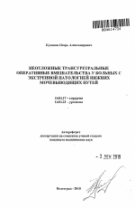 Неотложные трансуретральные оперативные вмешательства у больных с экстренной патологией нижних мочевыводящих путей - тема автореферата по медицине