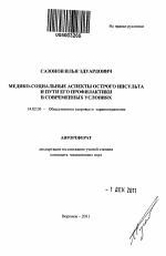 Медико-социальные аспекты острого инсульта и пути его профилактики в современных условиях - тема автореферата по медицине