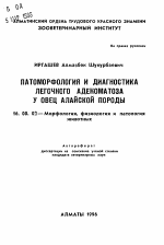 Латоморфология и диагностика легочного аденоматоза у овец алайской породы - тема автореферата по ветеринарии