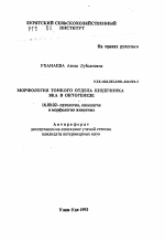 Морфология тонкого отдела кишечника яка в онтогенезе - тема автореферата по ветеринарии