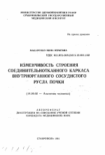 Изменчивость строения соединительнотканного каркаса внутриорганного сосудистого русла почки - тема автореферата по медицине