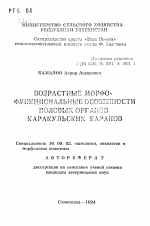 Возрастные морфо-функциональные особенности половых органов каракульских баранов - тема автореферата по ветеринарии