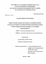 Выбор оптимальных методов культивирования и трансплантации мультипотентных мезенхимальных стромальных клеток человека в условиях эксперимента - диссертация, тема по медицине