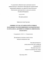 Влияние состава органической матрицы и наполненности композиционных пломбировочных материалов на адгезивную активность микрофлоры полости рта - диссертация, тема по медицине