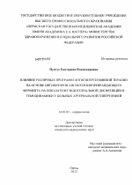 Влияние различных программ антигипертензивной терапии на основе ингибиторов ангиотензинпревращающего фермента на показатели эндотелиальной дисфункции и гемодинамики у больных артериальной гипертонией - диссертация, тема по медицине